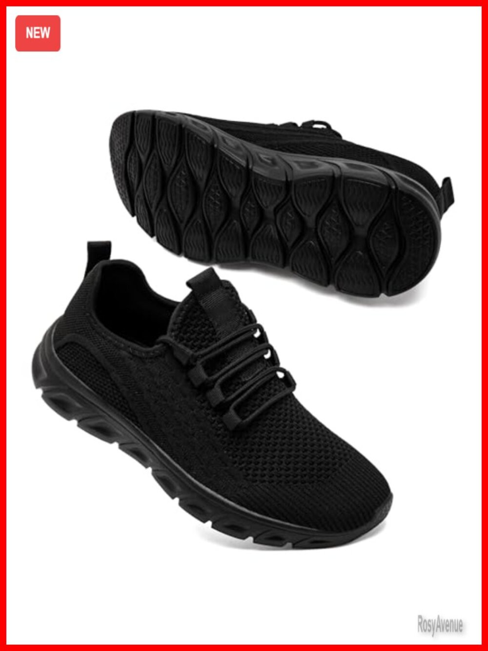 Slip On Walking Shoes Breathable Knitted Athletic Tennis Non Slip Work Sneakers
